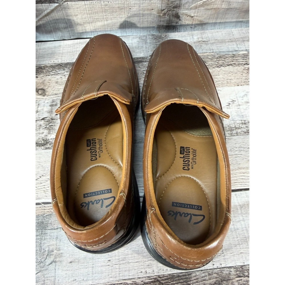 Clarks Men Escalade Step Loafer Dress Shoes Brown Leather Size 8 - Picture 7 of 10